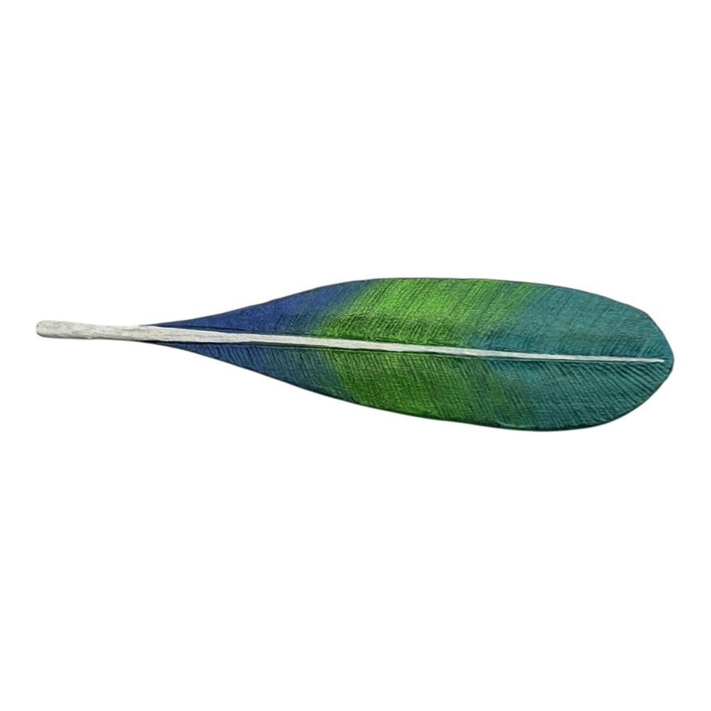 Signed Hand Painted Feather Brooch | Artisan Pin 1997